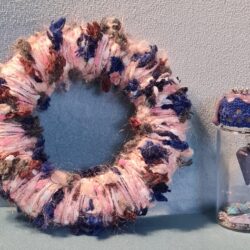 Krone Glücksfläschchen Dunkelblauer Kegelstein Märchen Deko Glitzer Mini-Kranz Silber