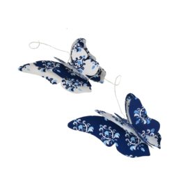 Farbige 3D Schmetterlings-Girlande mit Glitzer und Bommel – Bild 2