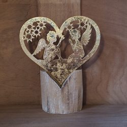 Herz-Engel Gold auf Holz